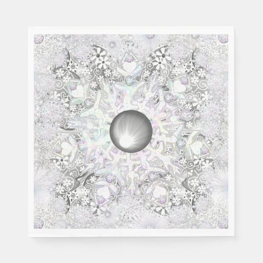 Keramik Grau & Schneeflocke Serviette (Vorderseite)