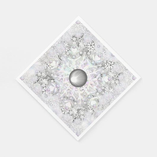 Keramik Grau & Schneeflocke Serviette (Ecke)