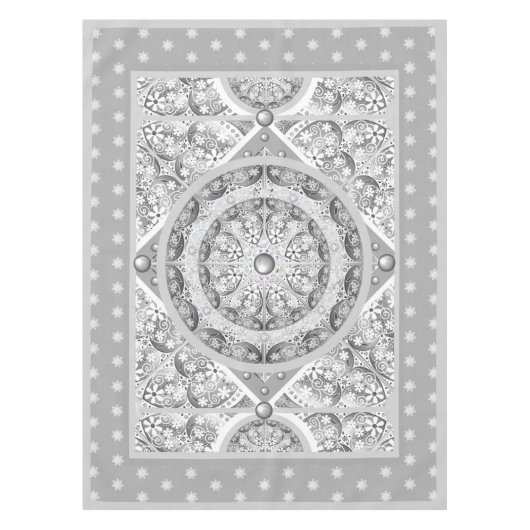 Keramik Grau & Schneeflocke Tischdecke (Vorderseite)