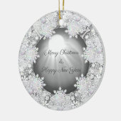 Keramik Grau & Schneeflocken Ornament (Links)