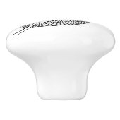 Keramik-Griff Blattsprig-#1 Keramikknauf (Seitenansicht)