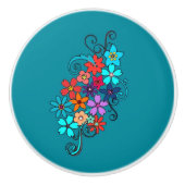 Keramik-Griff-bunter Blumenentwurf Keramikknauf (Vorderseite)