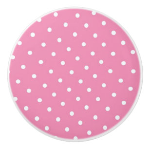 Keramik-Griff/weiße Polka-Punkt-Rosa Hintergrund Keramikknauf