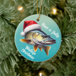 Keramik "Habe einen Jolly Walleye Weihnachten" Keramik Ornament