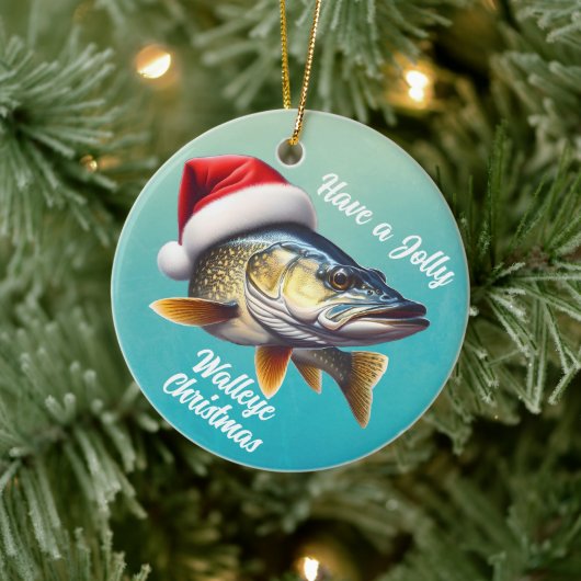 Keramik "Habe einen Jolly Walleye Weihnachten" Keramik Ornament (Baum)