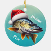 Keramik "Habe einen Jolly Walleye Weihnachten" Keramik Ornament (Hinten)