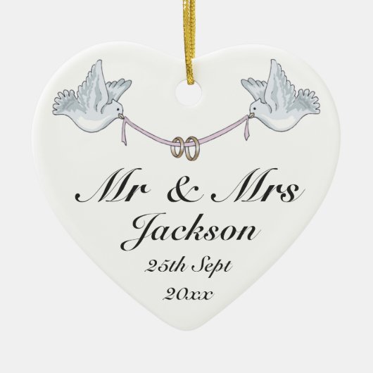 Keramik Heart Ornament - Viel Glück Wedding Charm (Vorne)