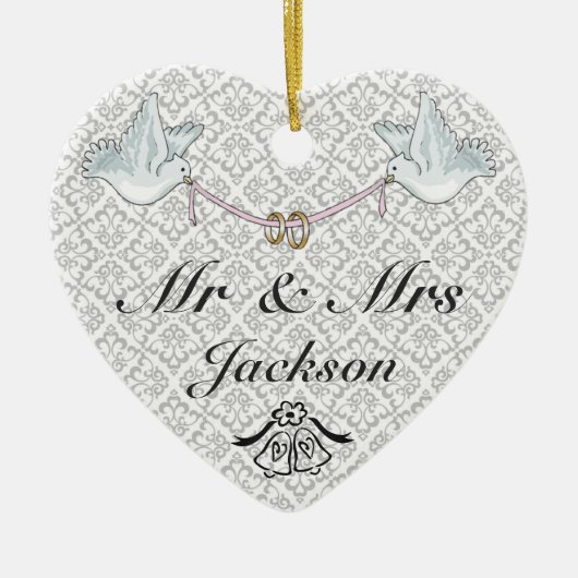 Keramik Heart Ornament - Viel Glück Wedding Charm (Vorne)