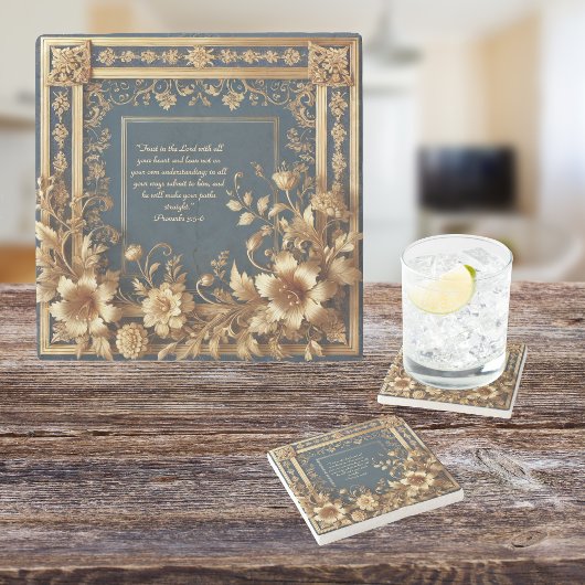 - Keramik "Heirloom Grace Bible Verse" Steinuntersetzer