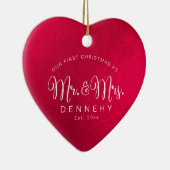 Keramik Herz Erste Weihnachten, irisierend Rot Keramik Ornament (Rechts)