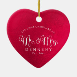 Keramik Herz Erste Weihnachten, irisierend Rot Keramik Ornament