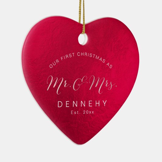 Keramik Herz Erste Weihnachten, irisierend Rot Keramik Ornament (Rechts)