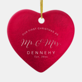 Keramik Herz Erste Weihnachten, irisierend Rot Keramik Ornament