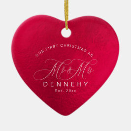 Keramik Herz Erste Weihnachten, irisierend Rot Ornament