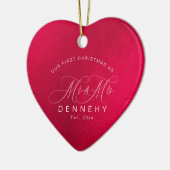 Keramik Herz Erste Weihnachten, irisierend Rot Ornament (Links)