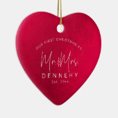 Keramik Herz Erste Weihnachten, irisierend Rot Ornament (Rechts)