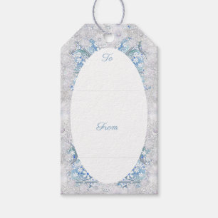 Keramik Himmel blau und Schneeflocke Geschenkanhänger