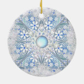 Keramik Himmel blau und Schneeflocke Keramik Ornament (Hinten)