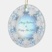 Keramik Himmel blau und Schneeflocke Ornament (Links)