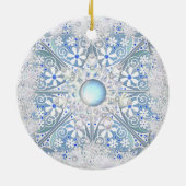 Keramik Himmel blau und Schneeflocke Ornament (Hinten)