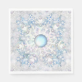 Keramik Himmel blau und Schneeflocke Serviette