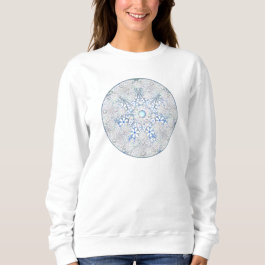 Keramik Himmel blau und Schneeflocke Sweatshirt (Vorderseite)