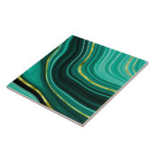 Keramik im Grün und Gold Geode Stil. Fliese (Seite)