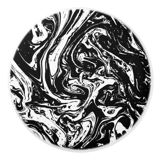 Keramik im Schwarz-Weiß-Marmor-Stil Keramikknauf (Vorderseite)