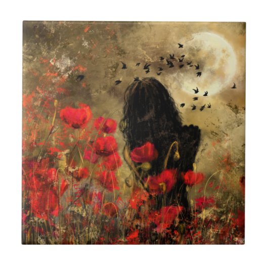 Keramik in Poppies Field Fliese (Vorderseite)