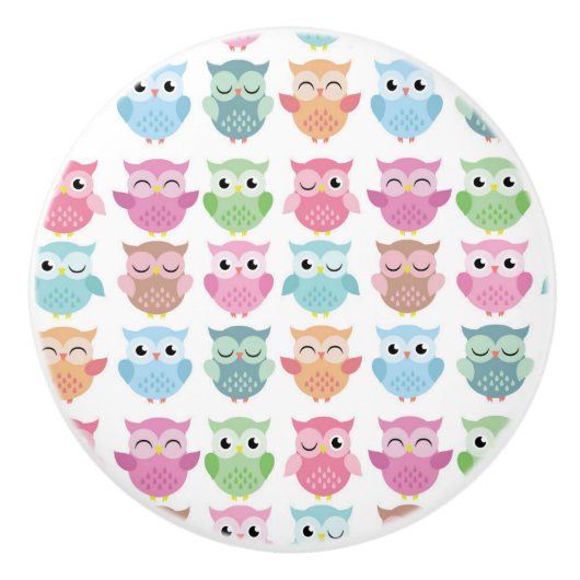 Keramik-Kabinett Griff-Eulen Keramikknauf (Vorderseite)