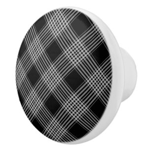 Keramik Kabinett Knob Black Kariert Keramikknauf