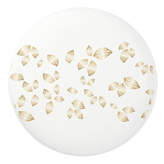 Keramik Kabinett Knob-Gold-Blätter Keramikknauf (Vorderseite)