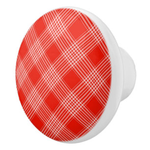 Keramik Kabinett Knob Red Kariert Keramikknauf