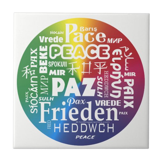 Keramik-Kachel-Display Peace Paz Pax mehrsprachig Fliese (Vorderseite)