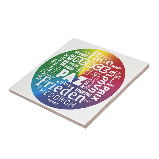 Keramik-Kachel-Display Peace Paz Pax mehrsprachig Fliese (Seite)