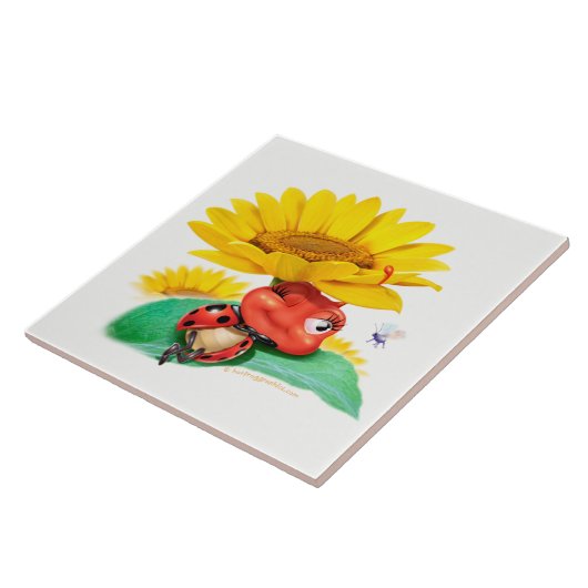 Keramik Kachel-Display Sleepy Ladybug Fliese (Seite)