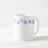 Keramik-Kaffee-Tasse-Blaue Schneeflocken Kaffeetasse (VorderseiteRechts)