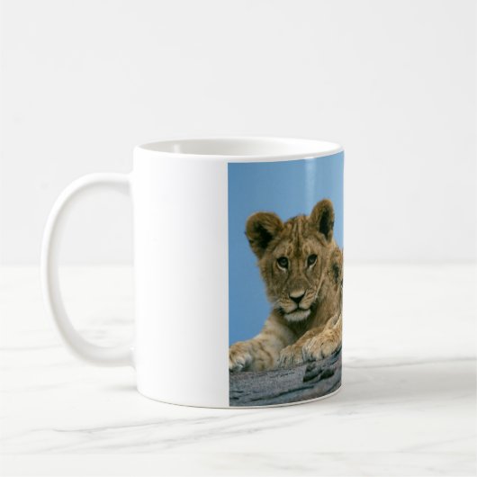 Keramik Kaffee Tasse Lion Cubs (Links)