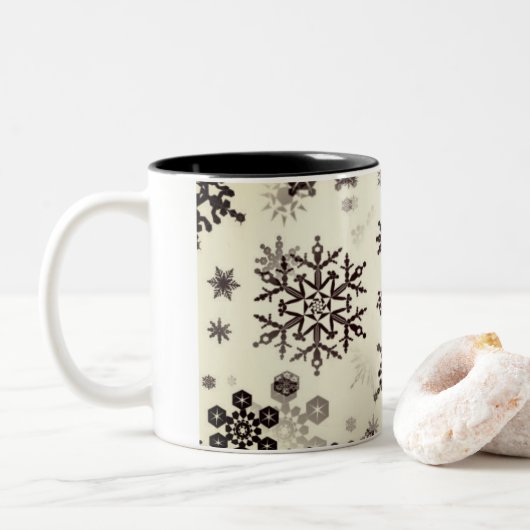 Keramik Kaffee Tasse Smokey Schneeflocken (Mit Donut)