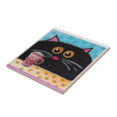 Keramik-Kaffeetasse mit launischer Katze Fliese (Seite)