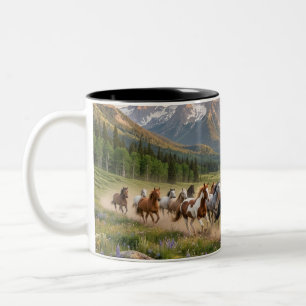 Keramik-Kaffeetasse 'Wild Mustang Sunset Run' Zweifarbige Tasse
