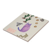 Keramik Katzenfisch Kaktus Meow Paws Fliese (Seite)