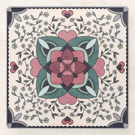 Keramik, klein (4,25" x 4,25") glasuntersetzer (Vorderseite)