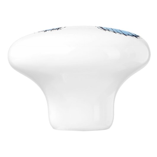 Keramik Knob - Blauer Schmetterling Keramikknauf (Seitenansicht)