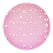 KERAMIK KNOB MIT WEISSEN BLUMENDESIGN. KERAMIKKNAUF (Vorderseite)