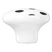 Keramik Knob - Weiß mit schwarzen Polka-Punkten Keramikknauf (Seitenansicht)