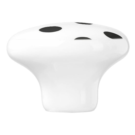 Keramik Knob - Weiß mit schwarzen Polka-Punkten Keramikknauf (Seitenansicht)