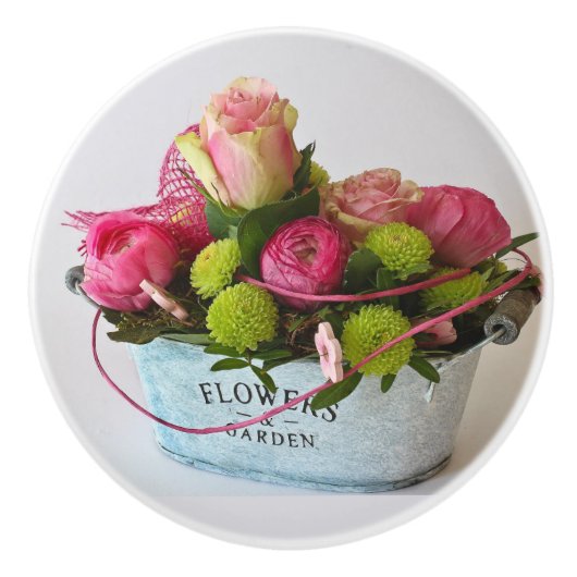 Keramik Knob Zeichnete Pull Country Blume in Garde Keramikknauf (Vorderseite)