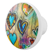 Keramik Knobs - Design Mehrfarbiger Herzen 1 Keramikknauf (Rechts)