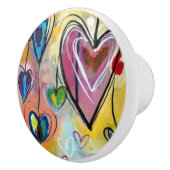 Keramik Knobs - Design Mehrfarbiger Herzen 2 Keramikknauf (Rechts)